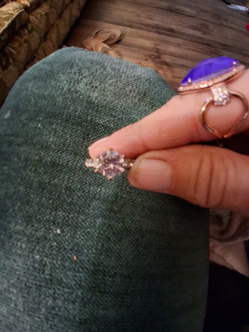 Gold Halo Ring with Purple Marquise Stone